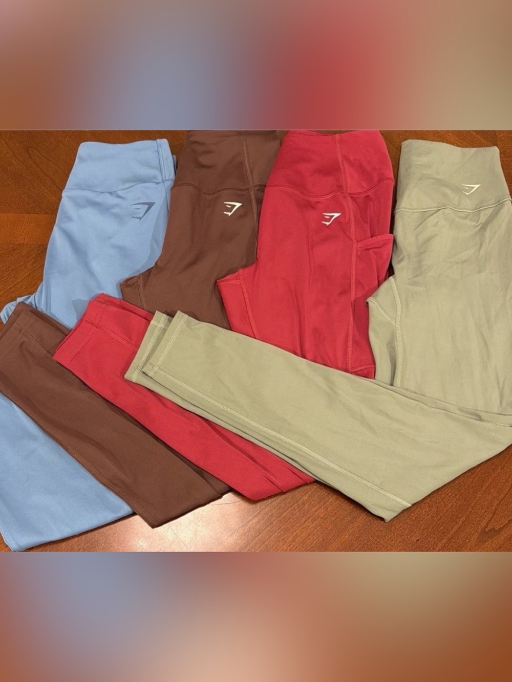 Gymshark Leggings Bundle - Light Blue, Brown, Red, Sage Green